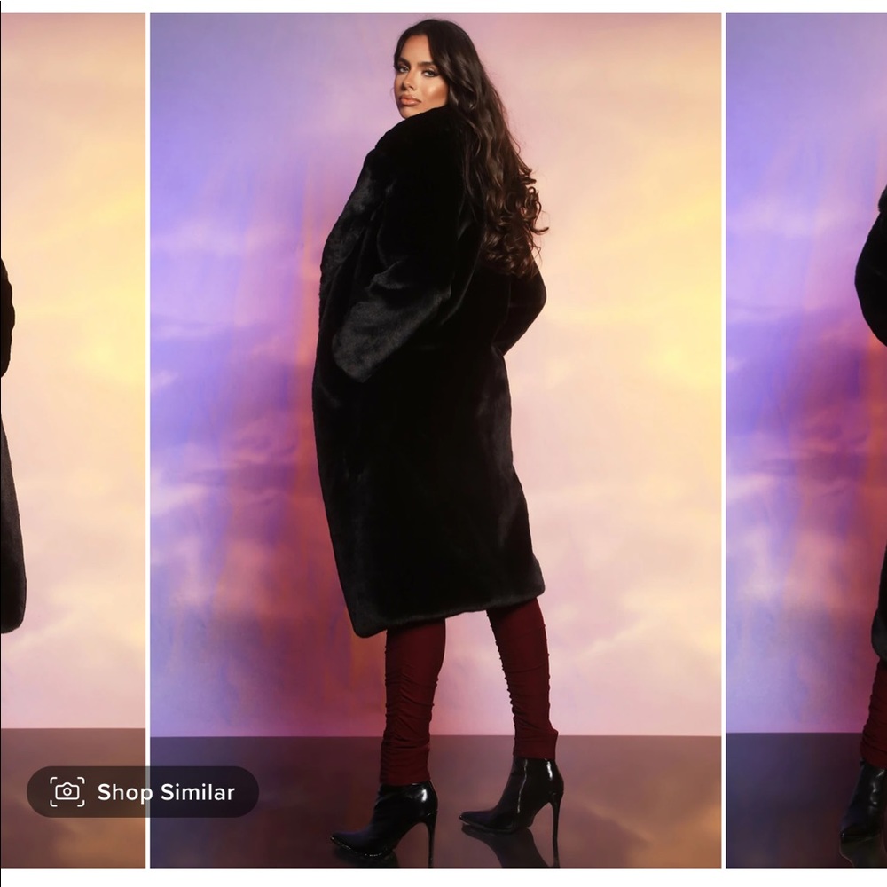 All Eyes On Me Faux Fur Coat - Black - XS